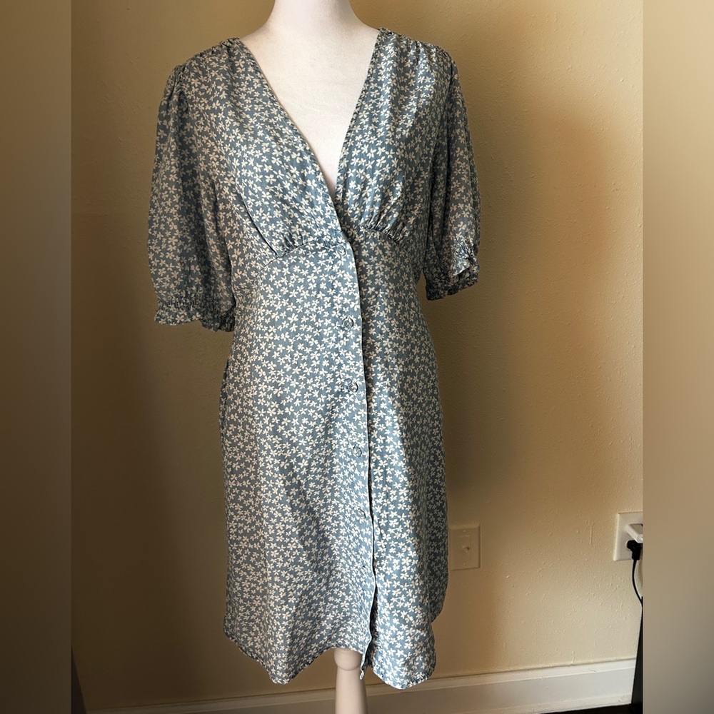 100% Cotton Floral Blue Dress
